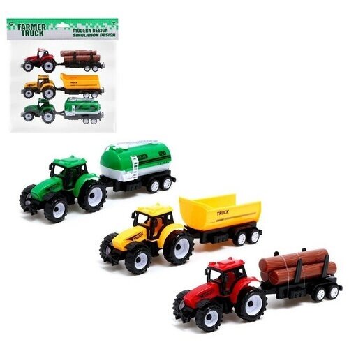 Набор инерционных тракторов «Фермер» с прицепом, 3 штуки от компании М.Видео - фото 1