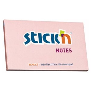 Набор из 12 штук Блок самоклеящийся бумажный Stick`n 21154 76x127мм 100 листов 70г/м2 пастель розовый