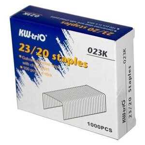 Набор из 20 штук Скобы для степлера 23/20 Kw-Trio 023K оцинкованные коробка картонная (упаковка: 1000 штук)