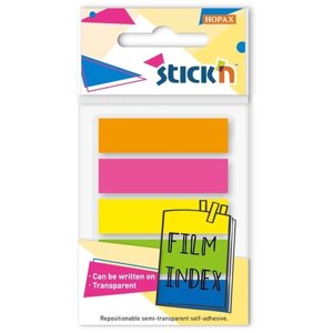 Набор из 24 штук Закладки самоклеящиеся пластиковые Stick`n 27084 45x12мм 5 цветов в упаковке 20 листов