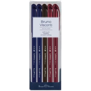 Набор из 5-ти ручек BrunoVisconti, шариковые масляные, 0.5 мм, синие, SoftWrite. ORIGINAL, Арт. 20-0088-5