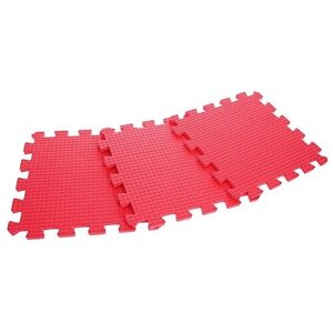 Набор из 9 мягких плиток (коврик-пазл) 33х33x0.9 см Красный