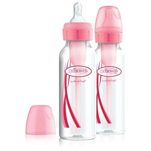 Набор из двух бутылочек DR. BROWN'S DR. BROWNS с узким горлышком, 2шт 250 мл. розовые от компании М.Видео - фото 1