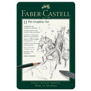 Набор карандашей ч/г Faber-Castell "Pitt Graphite", 11 предметов, заточен, метал. кор.