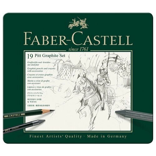 Набор карандашей ч/г Faber-Castell "Pitt Graphite", 19 предметов, заточен, метал. кор. от компании М.Видео - фото 1