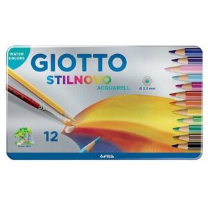 Набор карандашей цветных акварельных Giotto Stilnovo Acquarell, 12 цветов, металлическая коробка 12 цветов