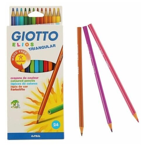 Набор карандашей цветных Giotto Elios Triangular, пластиковые, трехгранные, 3,3 мм, 24 цвета 24 цвета от компании М.Видео - фото 1