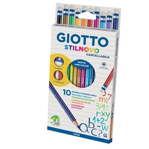 Набор карандашей цветных Giotto Stilnovo Erasable, ластик, точилка, 10 цветов, картонная коробка Набор