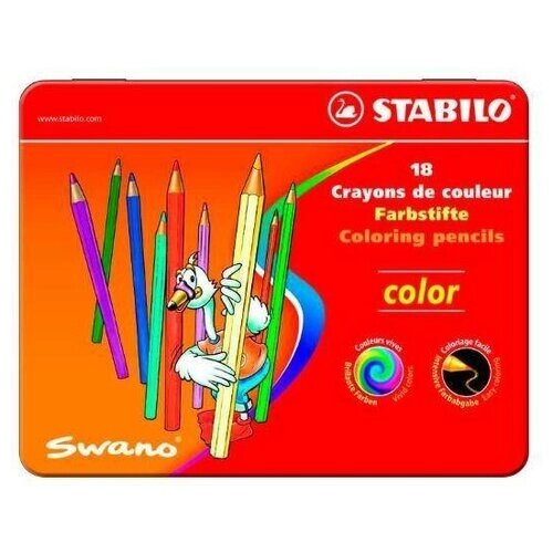 Набор карандашей цветных Stabilo "Swano Color" 18 цв в металле от компании М.Видео - фото 1