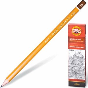Набор карандашей Карандаш чернографитный KOH-I-NOOR 1500, 2B, без резинки, корпус желтый, заточенный, 150002B01170RU 4 штуки