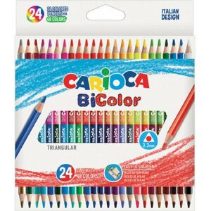 Набор карандашей Карандаши двусторонние CARIOCA "Bi-color", 24 штуки, 48 цветов, трехранные, заточенные, 43031, 1 упаковки