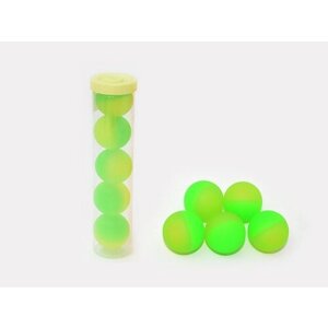Набор каучуковых мячиков 5 шт в тубусе, диаметр 4 см, зеленые