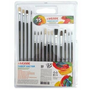 Набор кистей для рисования - пони 15 штук "Art"1,2,3,4,5,8, ручки деревянные, в пластиковом блистере