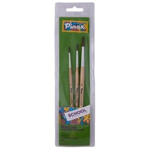 Набор кистей Pinax School & Hobby, пони, круглые, с короткой ручкой, 3 шт., 3 шт.