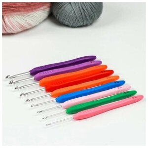 Набор крючков для вязания, d - 2-6 мм, 16 см, 9 шт, цвет разноцветный