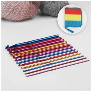 Набор крючков для вязания, d 2-8 мм, 14,5 см, 12 шт, цвет микс