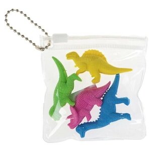 Набор ластиков фигурных 4 штуки "Динозавры" в пакете на зип-молнии (штрихкод на штуке) микс