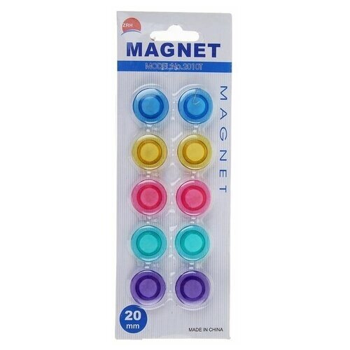 Набор магнитов для доски, 10 шт, d-2 см, прозрачные, на блистере, микс./В упаковке шт: 1 от компании М.Видео - фото 1