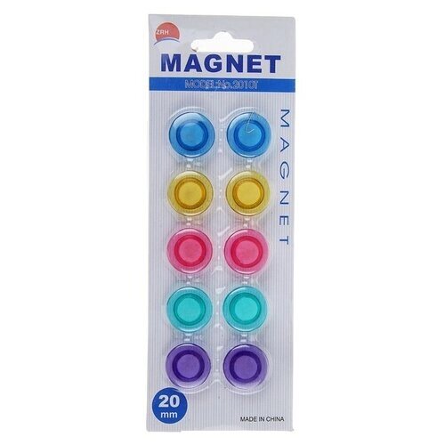 Набор магнитов для доски, 10 шт., d-2 см, прозрачные, на блистере, микс от компании М.Видео - фото 1