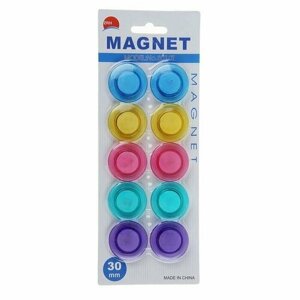 Набор магнитов для доски, 10 шт, d-3 см, прозрачные, на блистере (комплект из 8 шт)