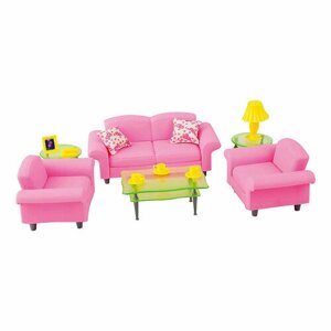 Набор мебели для кукол DollyToy "Гостиная люкс"диван, кресла, журнальный столик, аксессуары)