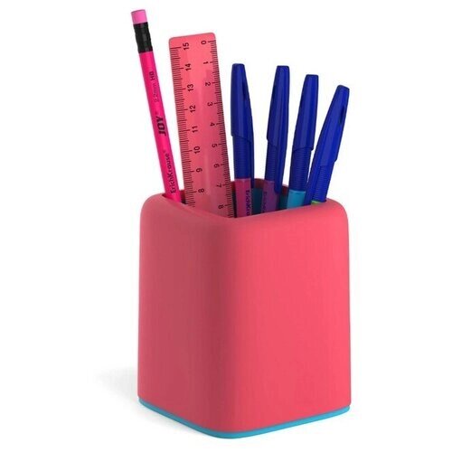 Набор настольный ErichKrause Forte Bubble Gum, 6 предметов, розовый с голубой вставкой, ароматизированный пластик от компании М.Видео - фото 1