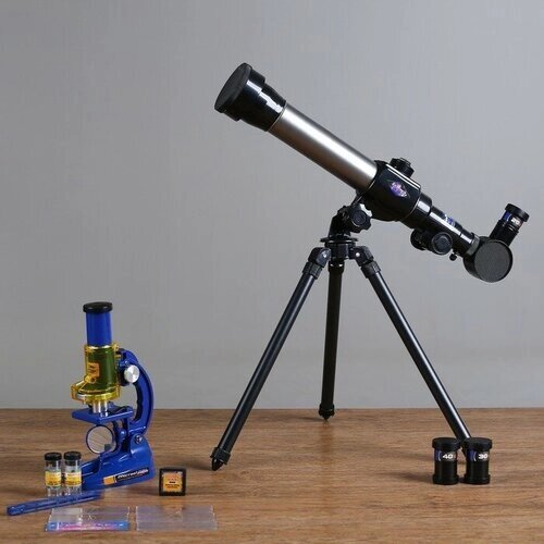 Набор обучающий "Юный натуралист Ultra": телескоп настольный 20х/ 30х/ 40х, съемные линзы, микроскоп 100х/ 200х/ 450х, инструменты для исследований от компании М.Видео - фото 1