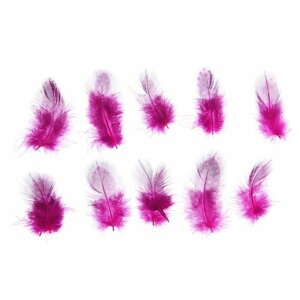 Набор перьев для декора 10 шт, размер 1 шт: 5 2 см, цвет розовый с чёрным