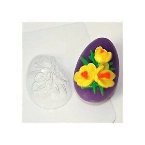 Набор пластиковых форм для мыла на Пасху "Яйцо Крокусы, Кролик мультяшный, яйцо плоское"3 шт.