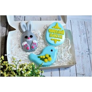 Набор пластиковых форм для мыловарения "Кролик мультяшный, Птичка-Розы, Яйцо-Светлой Пасхи"