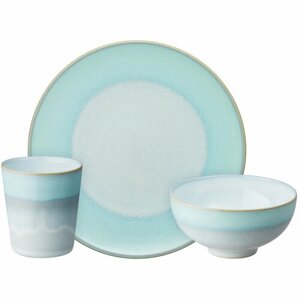 Набор посуды 3 предмета Кварц голубой (стакан, тарелка, салатник)