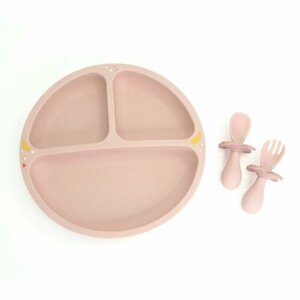 Набор посуды Oribel Baby Plate, Fork, Spoon, цвет Grapefruit Pink
