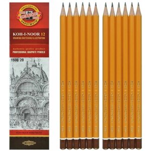 Набор простых карандашей Koh-I-Noor 1500, 2В мягкие, 12 шт