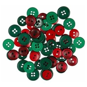 Набор пуговиц Favorite Findings Красное и зеленое рубашечный микс