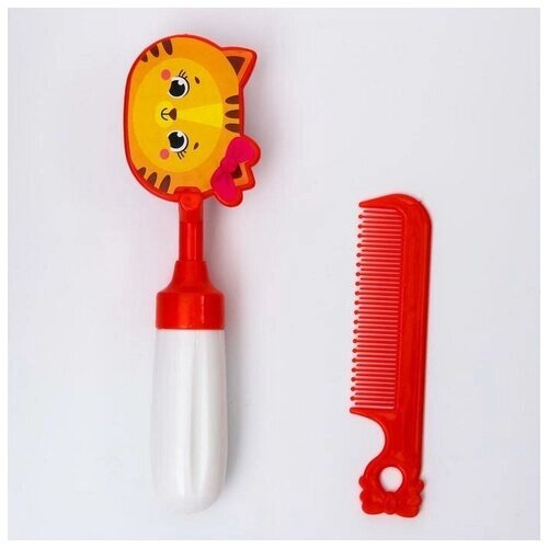 Набор расчёсок «Мяу», 2 предмета: расчёска с зубчиками + щётка, микс от компании М.Видео - фото 1