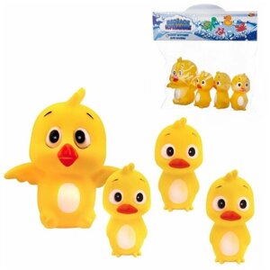 Набор резиновых игрушек для ванной Abtoys Веселое купание 4 предмета (мама-утка и 3 утенка)