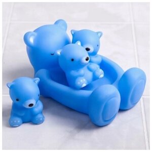 Набор резиновых игрушек с пищалкой для игры в ванной «Мишки»мыльница, игрушки 3 шт, цвет микс, 15 см.