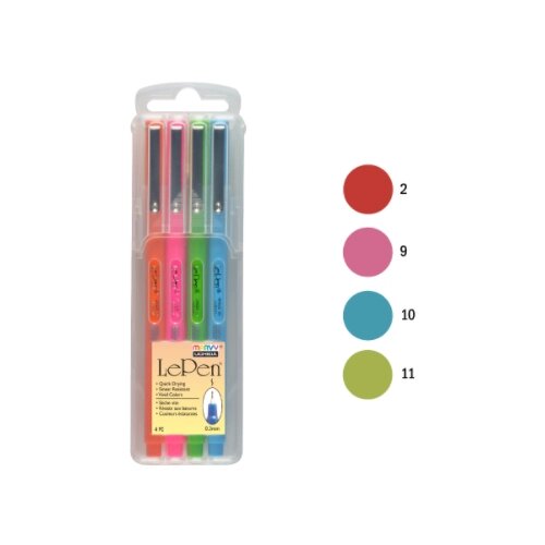Набор ручек капиллярных LePen Bright Set , 0,3 мм 4 шт/уп MAR4300-4H/P в пенале Цвет: Красный, розовый, светло-голубой, светло-зеленый от компании М.Видео - фото 1