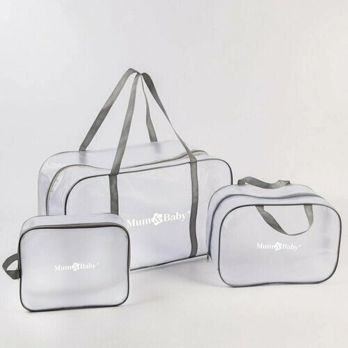 Набор сумок для роддома, комплект 3 в 1 №1, ПВХ «Речной песок»цвет серый (комплект из 2 шт)