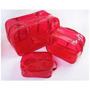 Набор сумок в роддом, 3 шт., цветной ПВХ, цвет красный 4927641