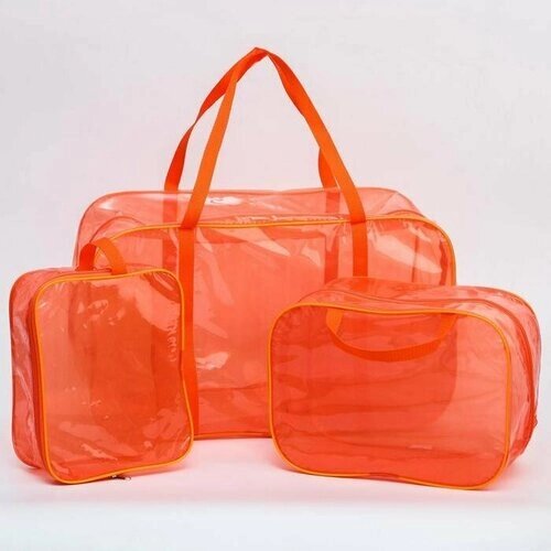 Набор сумок в роддом, 3 шт, цветной ПВХ, цвет оранжевый (комплект из 2 шт) от компании М.Видео - фото 1