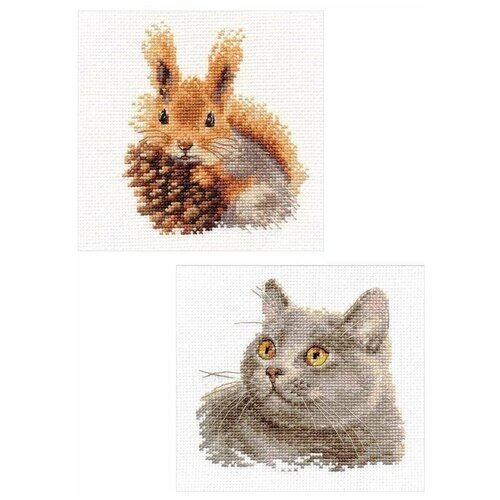 Наборы для вышивания "Британский кот и Белочка" от компании М.Видео - фото 1