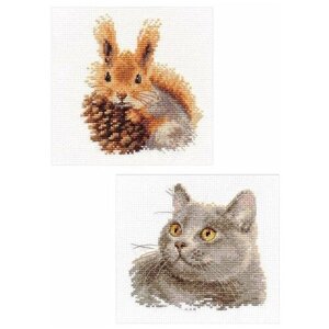 Наборы для вышивания "Британский кот и Белочка"