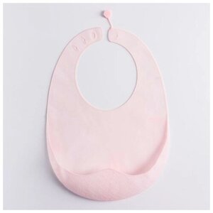Нагрудник для кормления, слюнявчик детский, Mum&Baby, силиконовый с карманом, цвет розовый