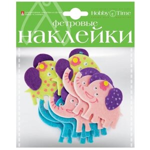 Наклейки декоративные из фетра, набор №12 "Слоники"