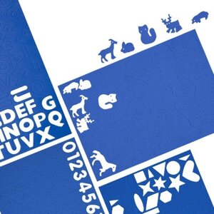 Наклейки объемные EVA голубые (буквы, цифры, животные, геометрия) / Фигурки из фоамирана на листе 20х30см