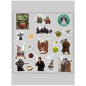 Наклейки стикеры персонажей фэнтези саги " Властелин колец ", " Хоббит "Арагорн, Леголас, Гимли, Фродо, Гэндальф "