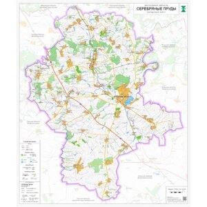 Настенная карта городского округа Серебряные Пруды, 95 х 80 см (на самоклеющейся плёнке)