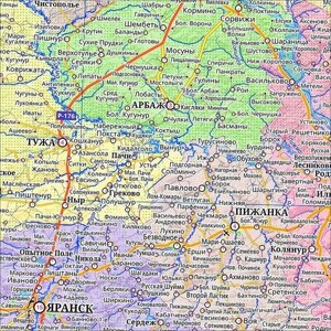 Настенная карта Кировской области 120 х 95 см (на баннере)