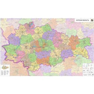 Настенная карта Курской области, 101x162 см (на самоклеющейся пленке)